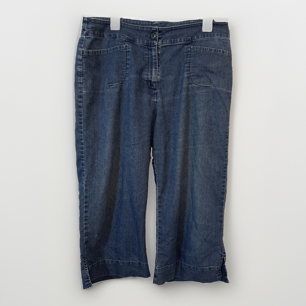 Woolrich Vintage Blue Denim Capris Women Cropped Slit Ankle Stretch Jeans Sz 10